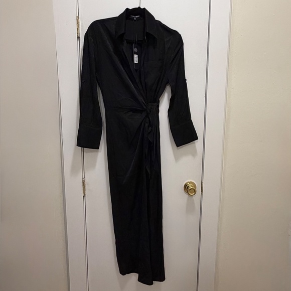 Business Classy Maxi Shirt Dress - Black - Picture 4 of 7